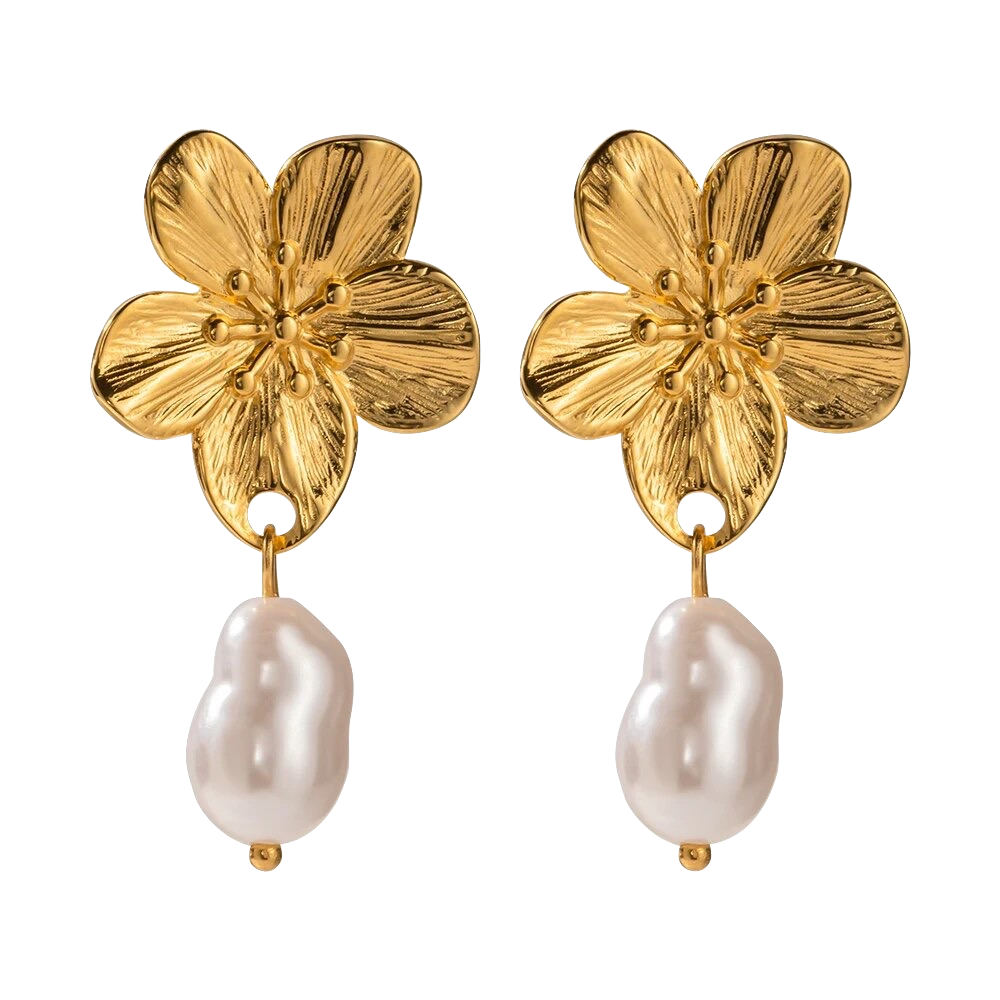 Flower Earrings with pearl