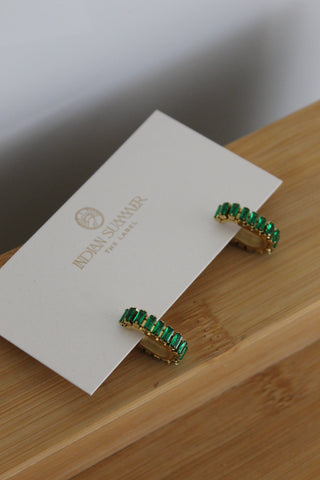 Green Huggie earrings