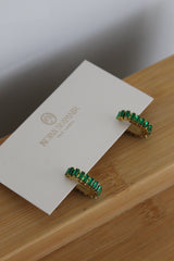 Green Huggie earrings