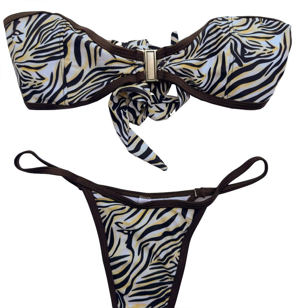 Zebra print bandeau bikini - SET