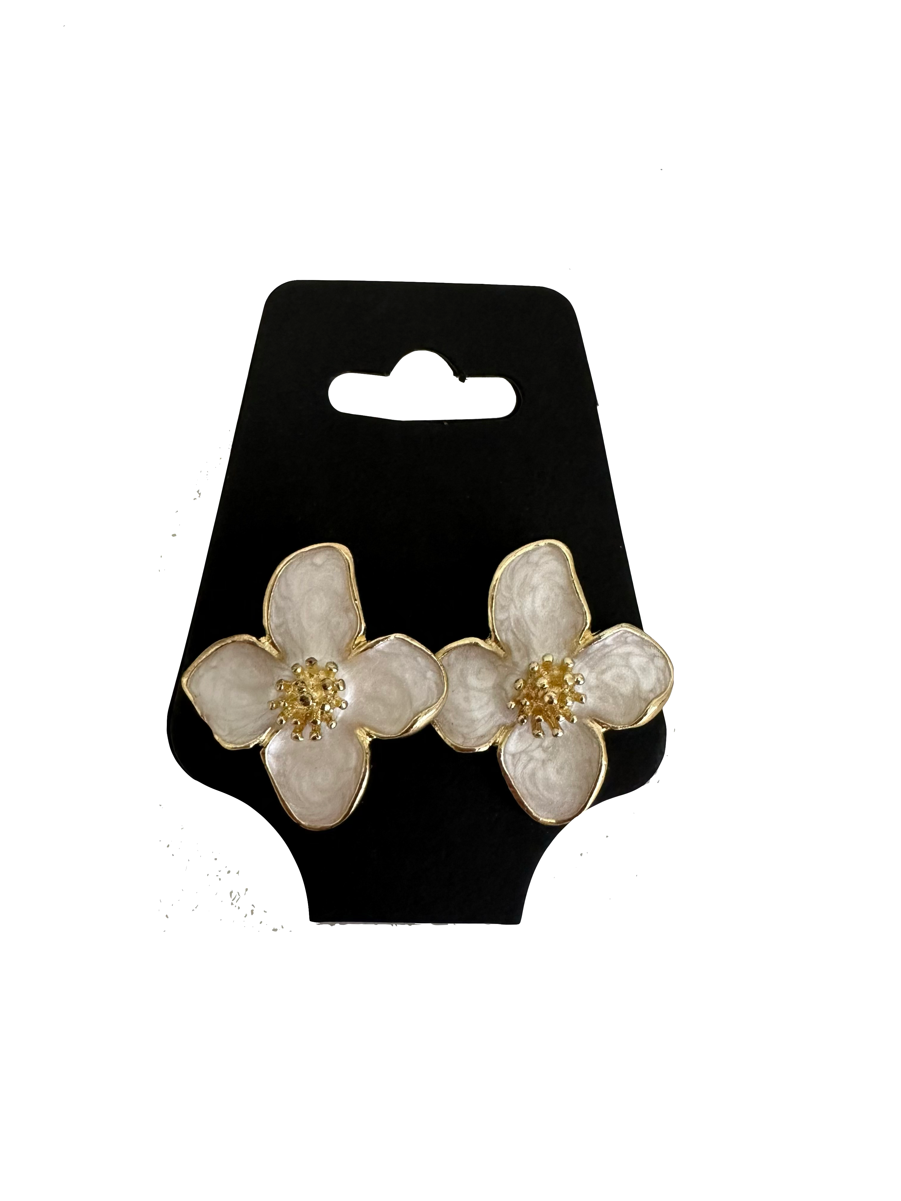 White Flower Earrings