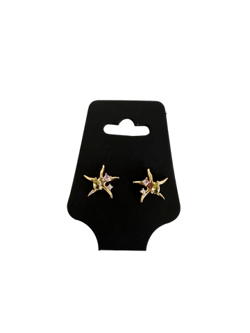 Irregular Starfish Earrings with gems | Gold