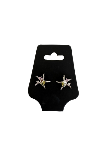 Irregular Starfish Earrings with gems | Silver