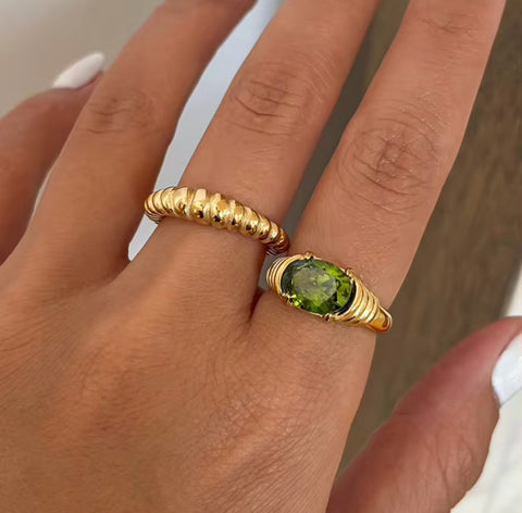 Gold Ring | Green Gem