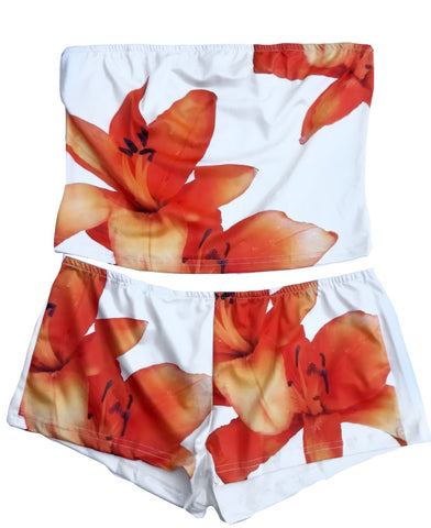 Short Set - Orange Flower