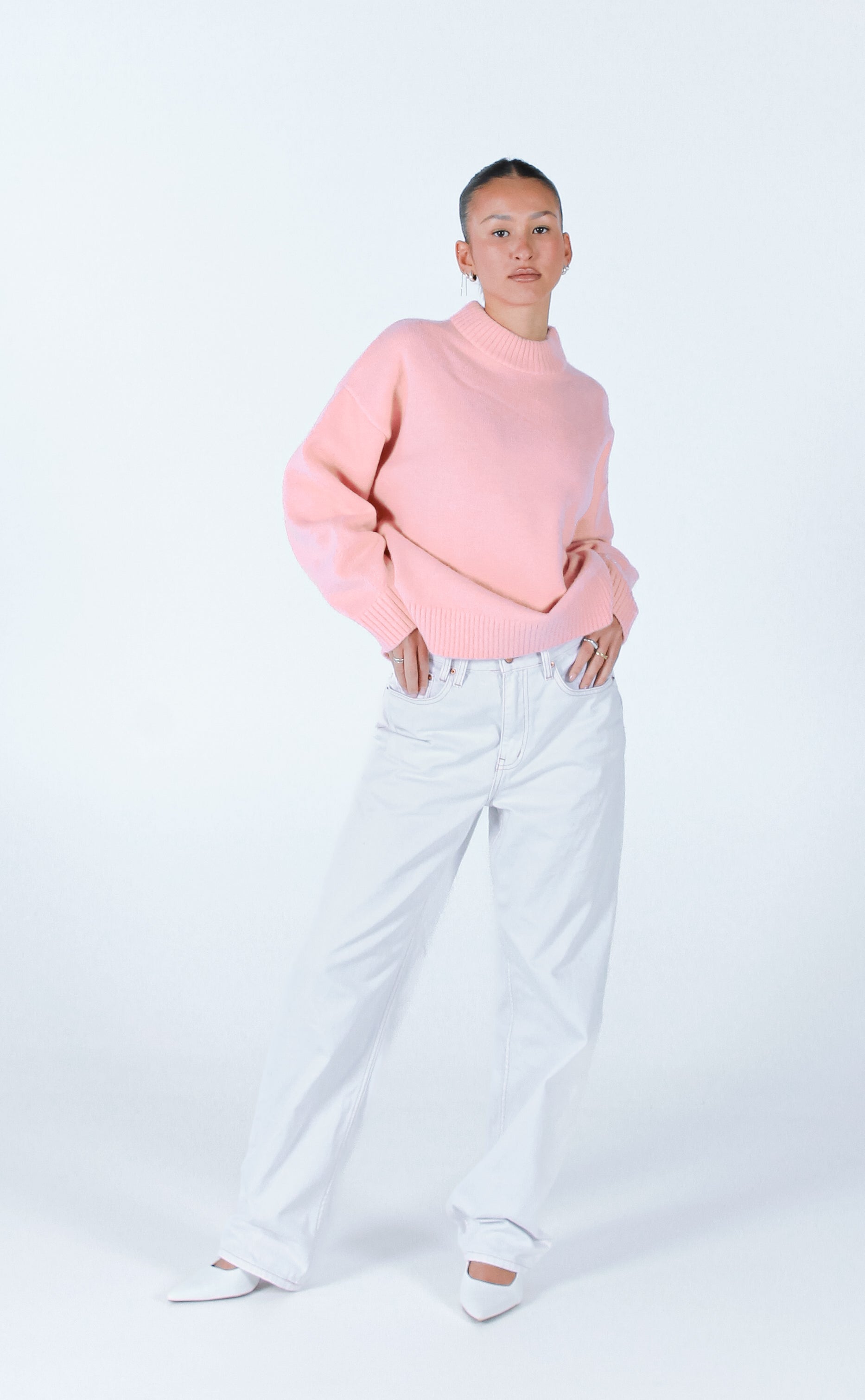 Knit Crewneck Sweater | Baby Pink