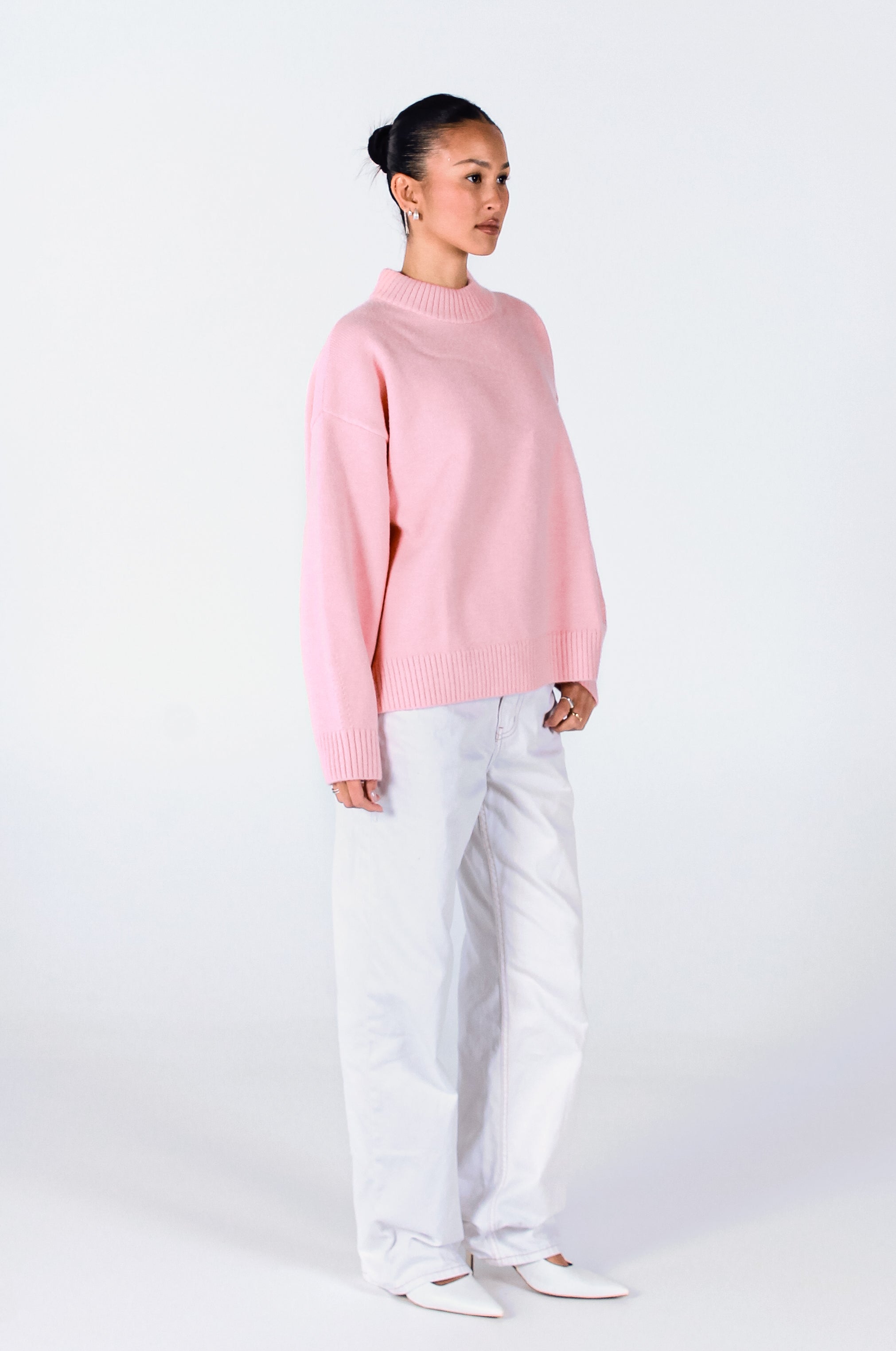 Knit Crewneck Sweater | Baby Pink