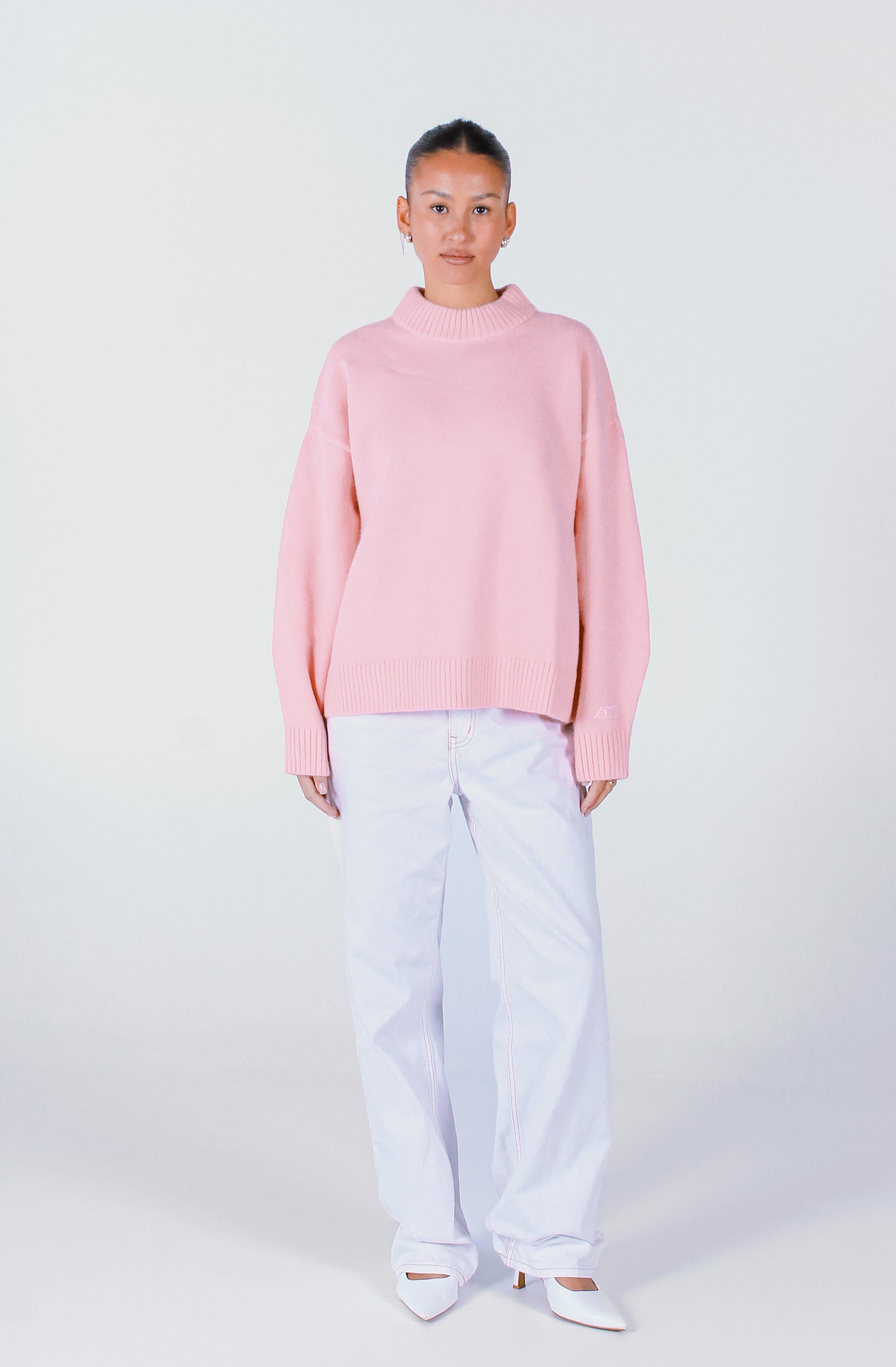 Knit Crewneck Sweater | Baby Pink