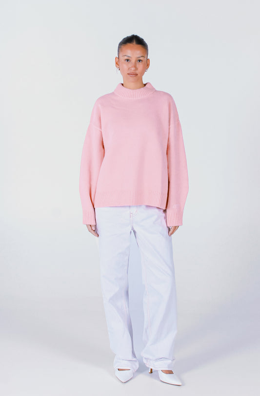 Knit Crewneck Sweater | Baby Pink