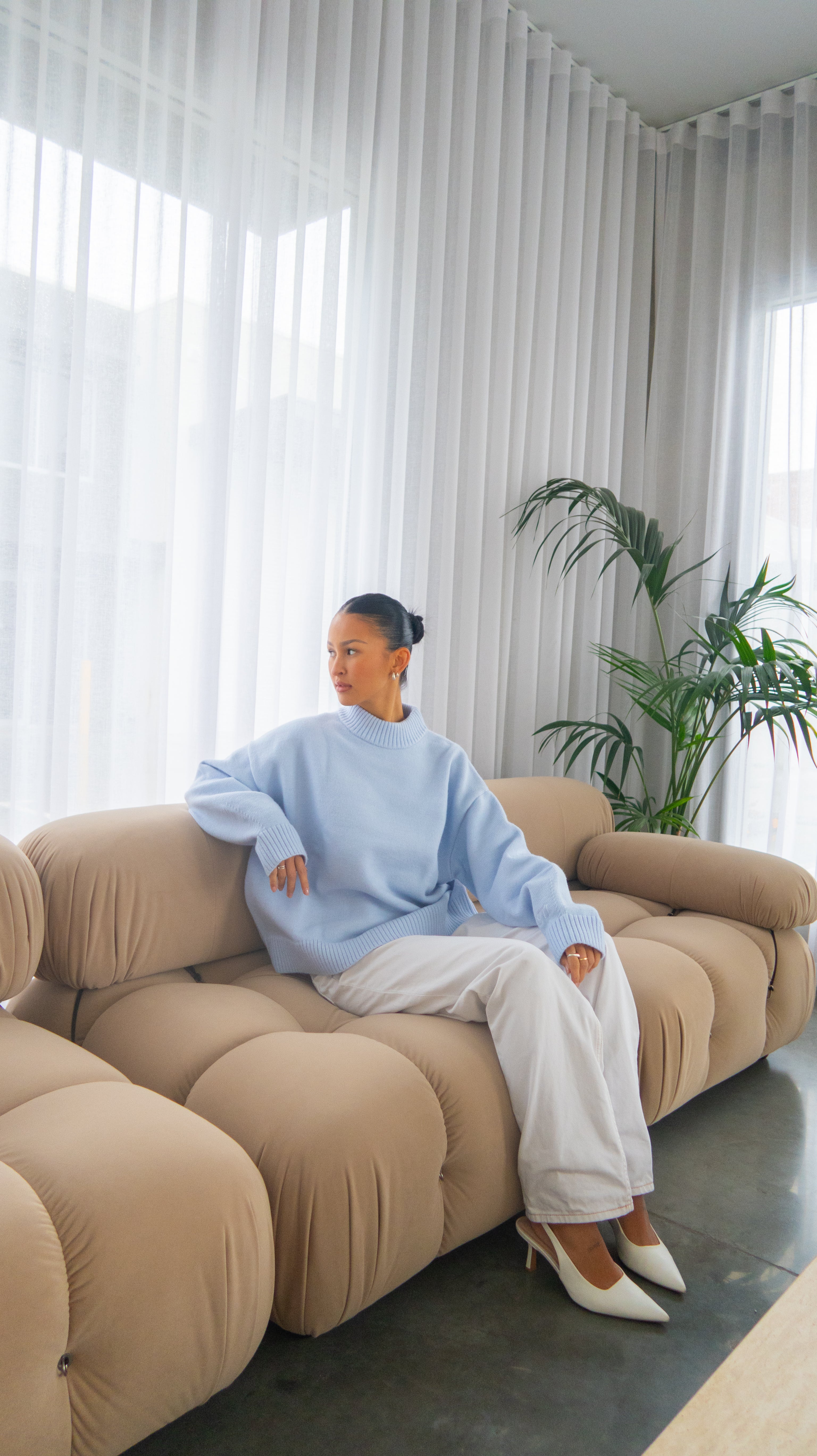 Knit Crewneck Sweater | Baby Blue