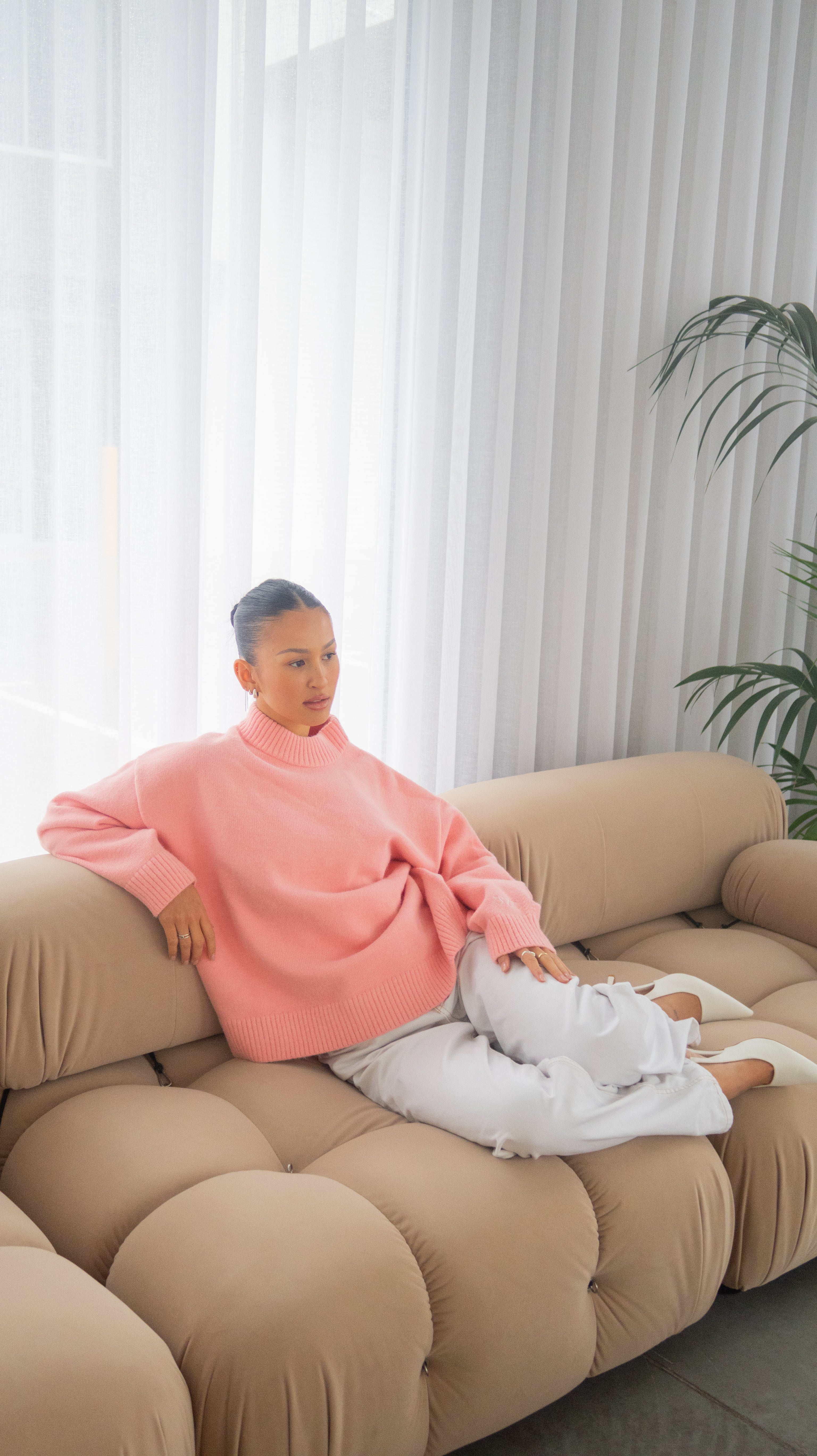 Knit Crewneck Sweater | Baby Pink
