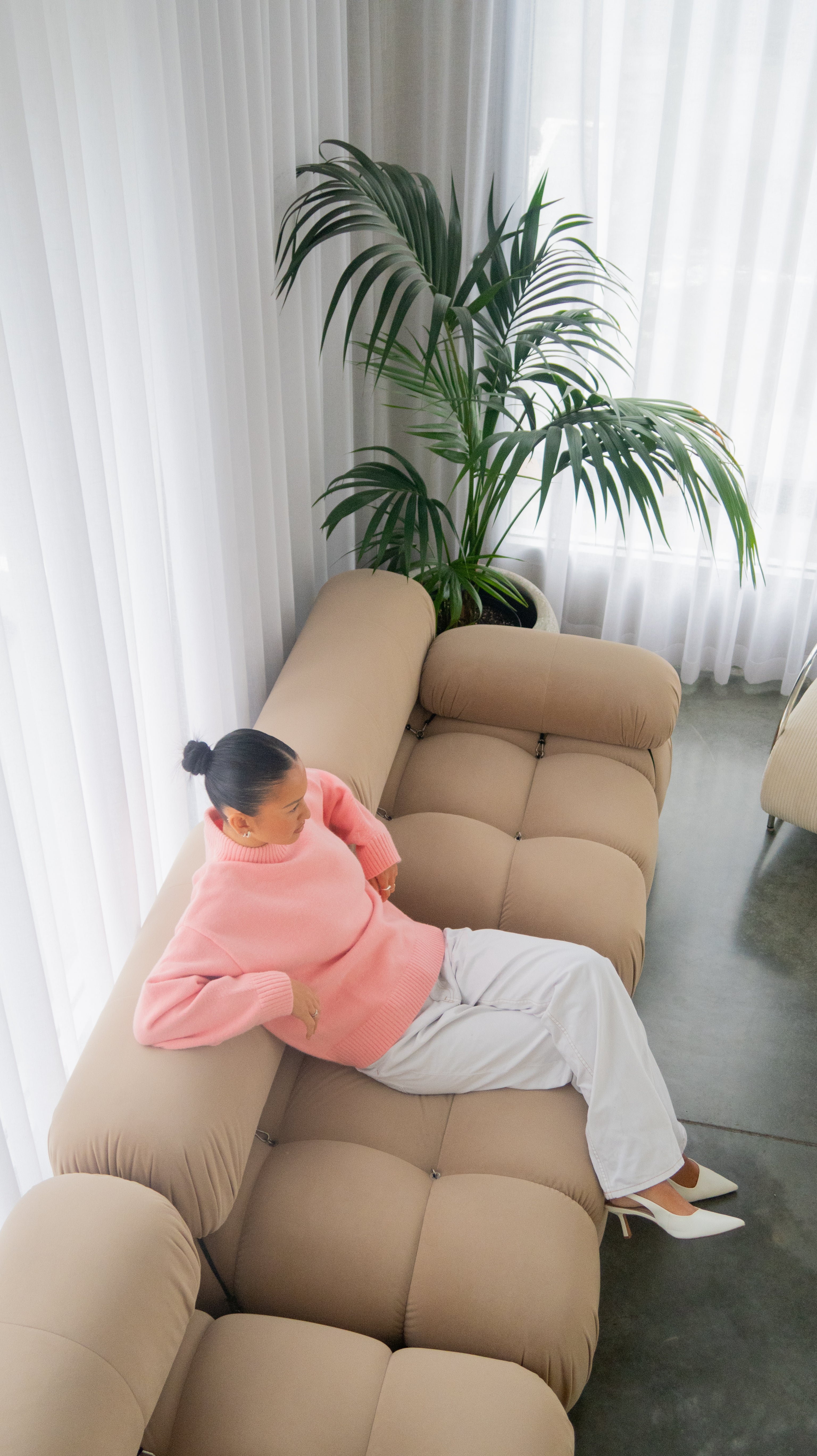 Knit Crewneck Sweater | Baby Pink