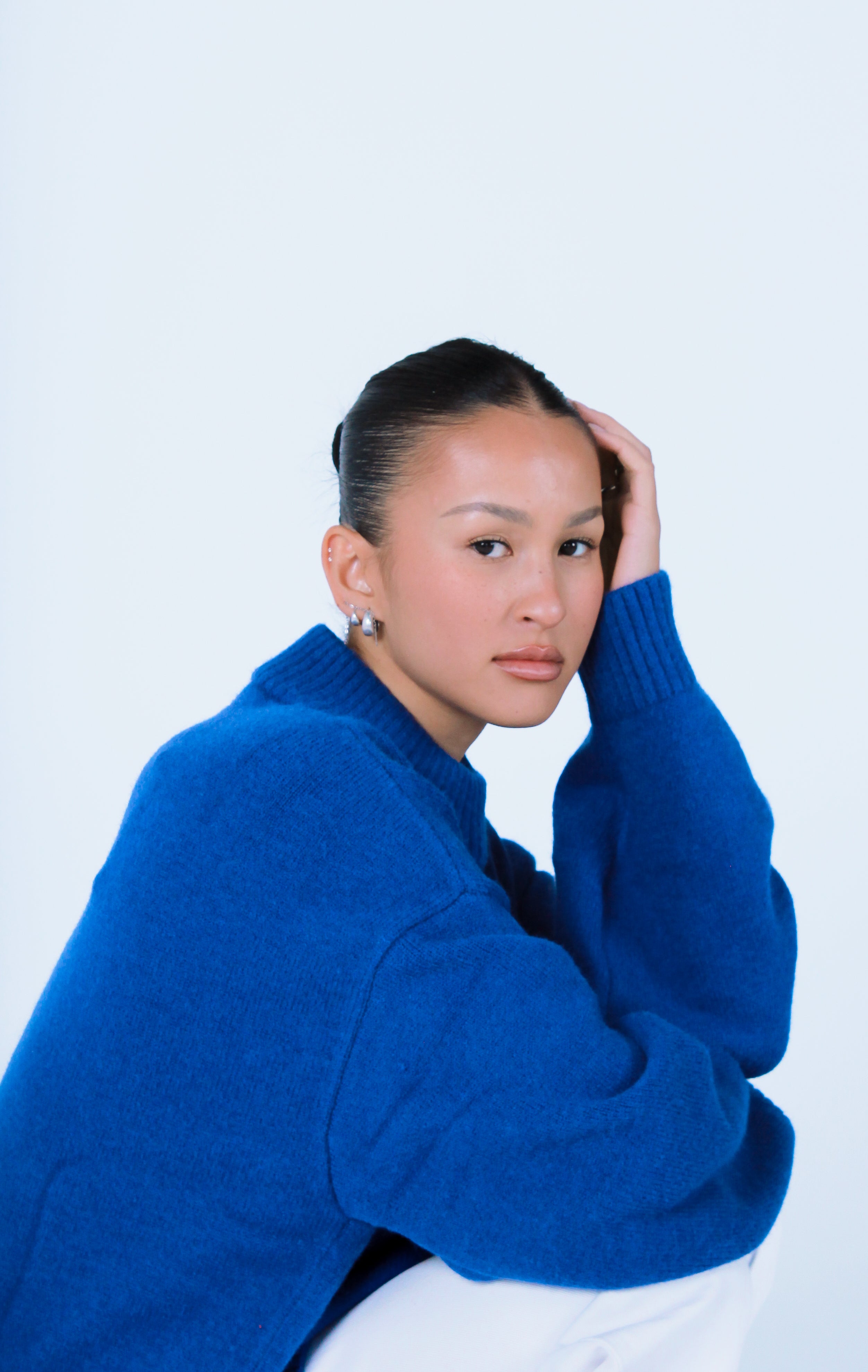 Knit Crewneck Sweater | Cobalt blue
