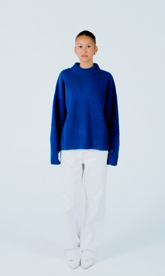 Knit Crewneck Sweater | Cobalt blue