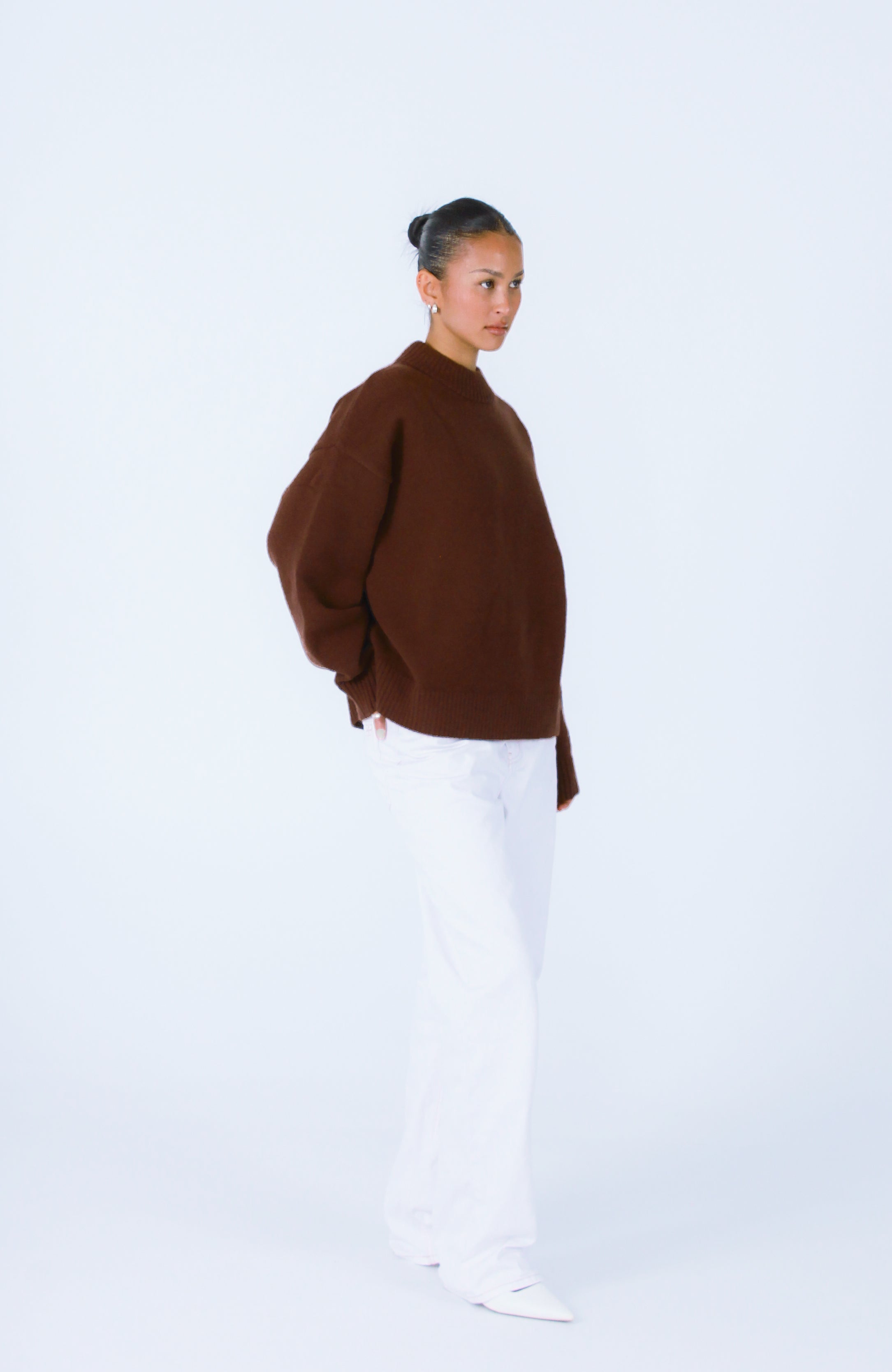 Knit Crewneck Sweater | Brown