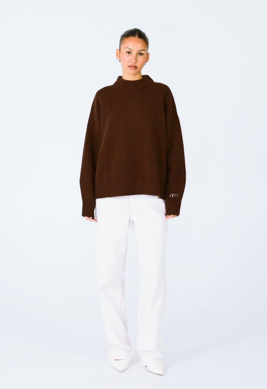 Knit Crewneck Sweater | Brown