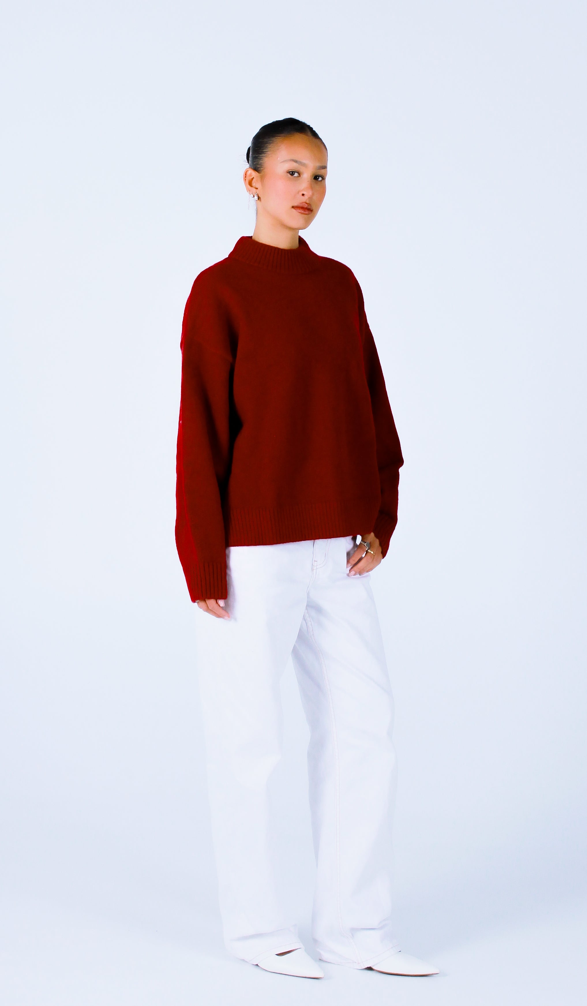 Knit Crewneck Sweater | Wine Red