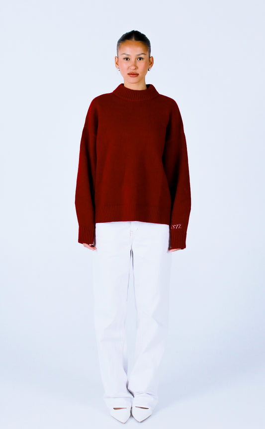 Knit Crewneck Sweater | Wine Red