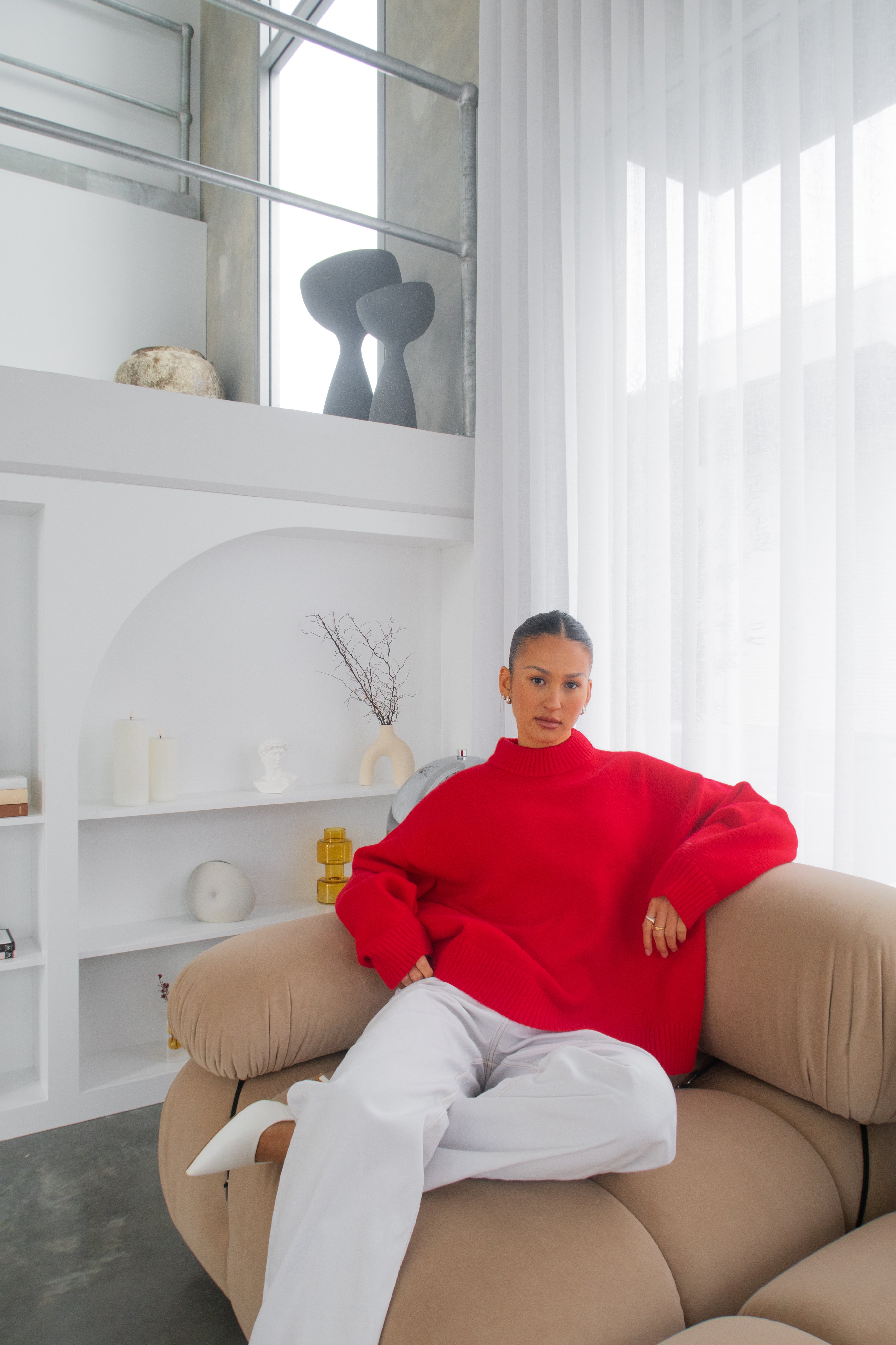 Knit Crewneck Sweater | Red