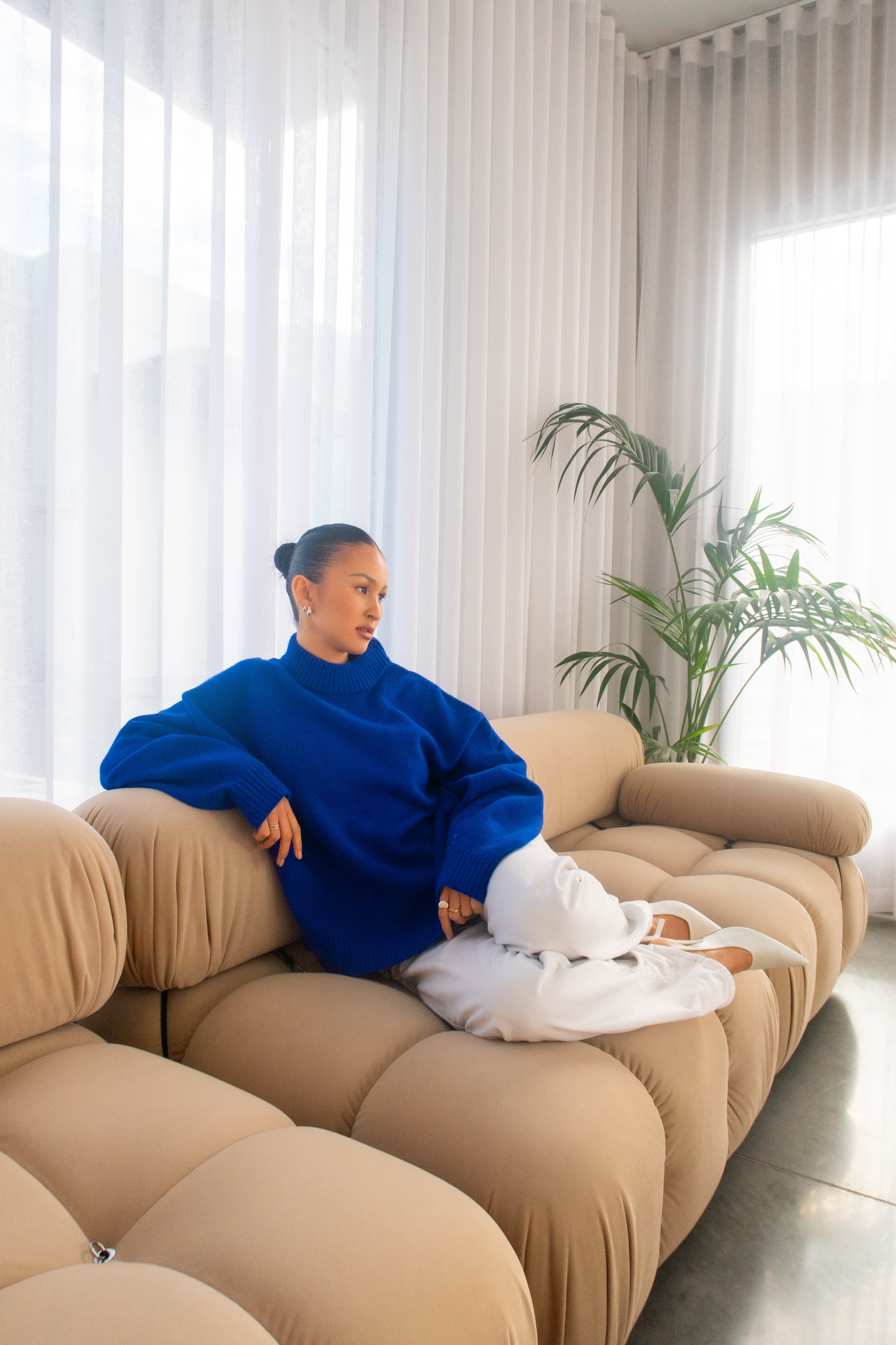 Knit Crewneck Sweater | Cobalt blue