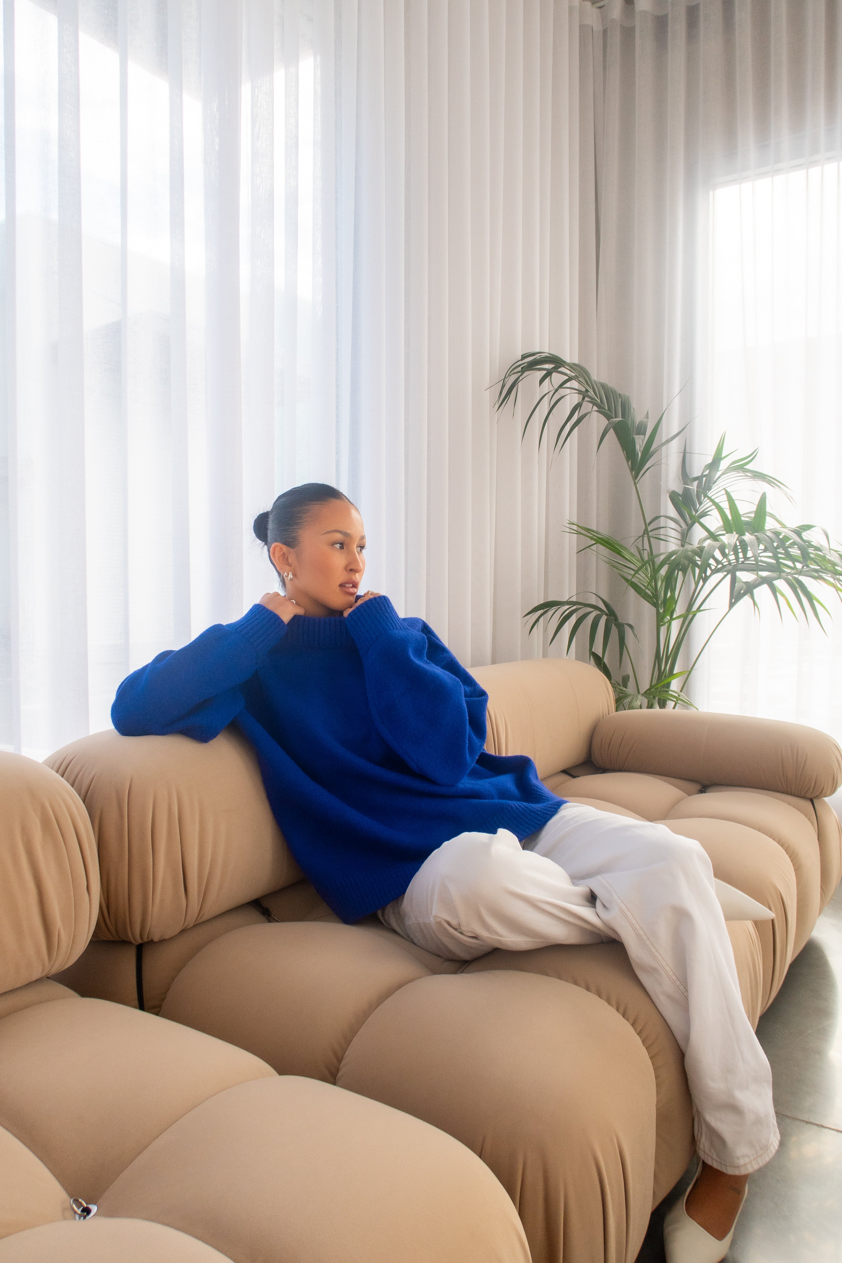 Knit Crewneck Sweater | Cobalt blue