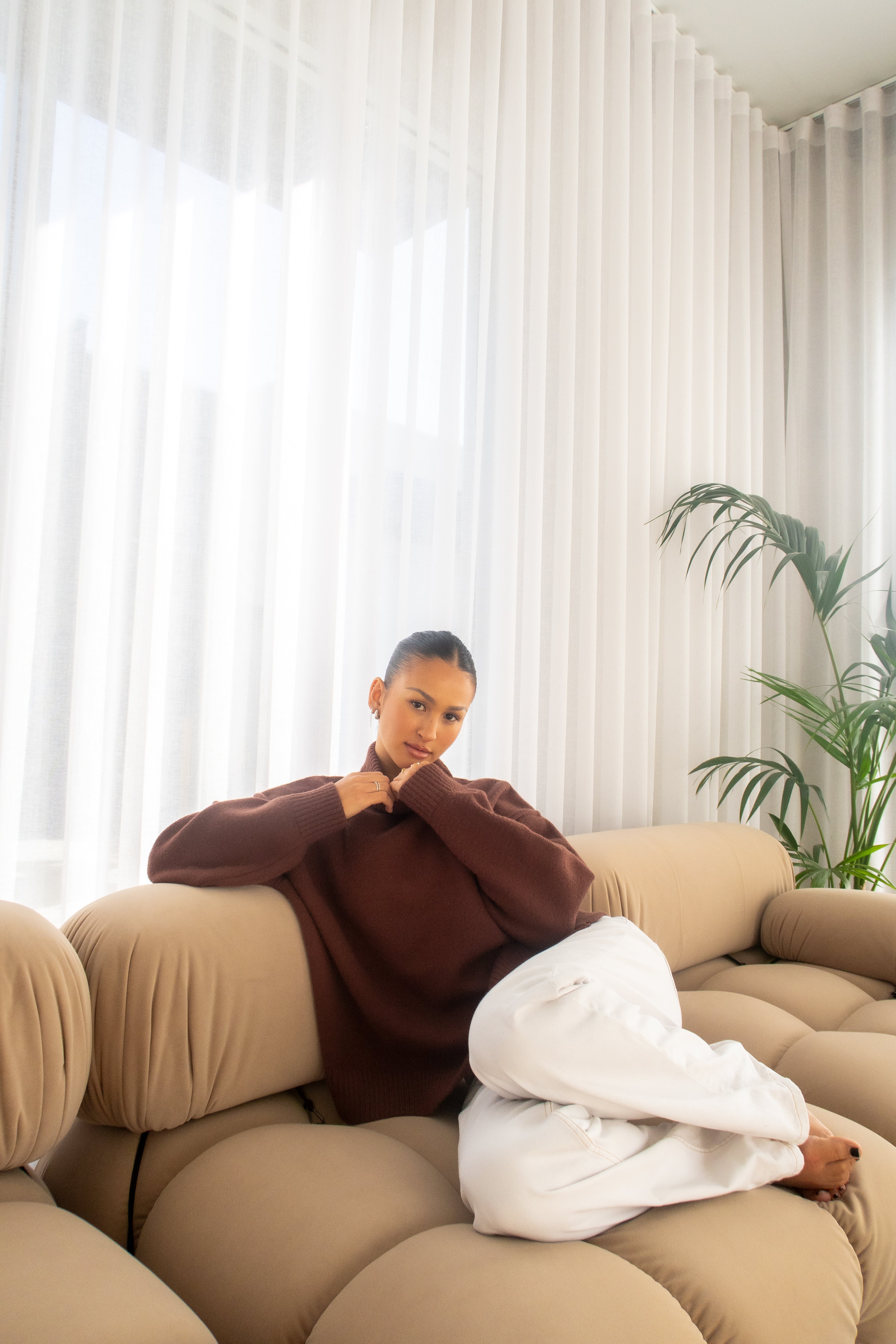 Knit Crewneck Sweater | Brown