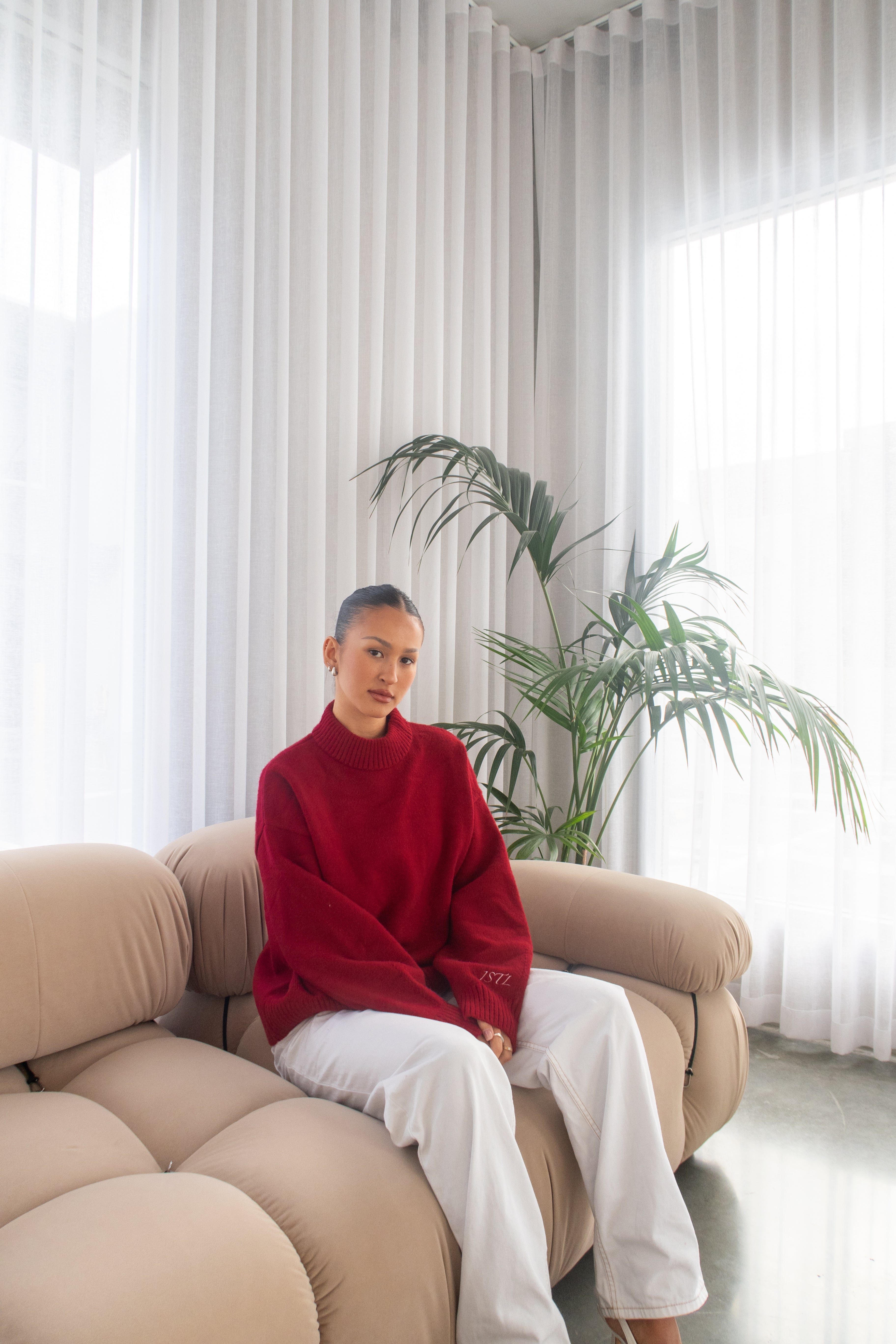 Knit Crewneck Sweater | Wine Red