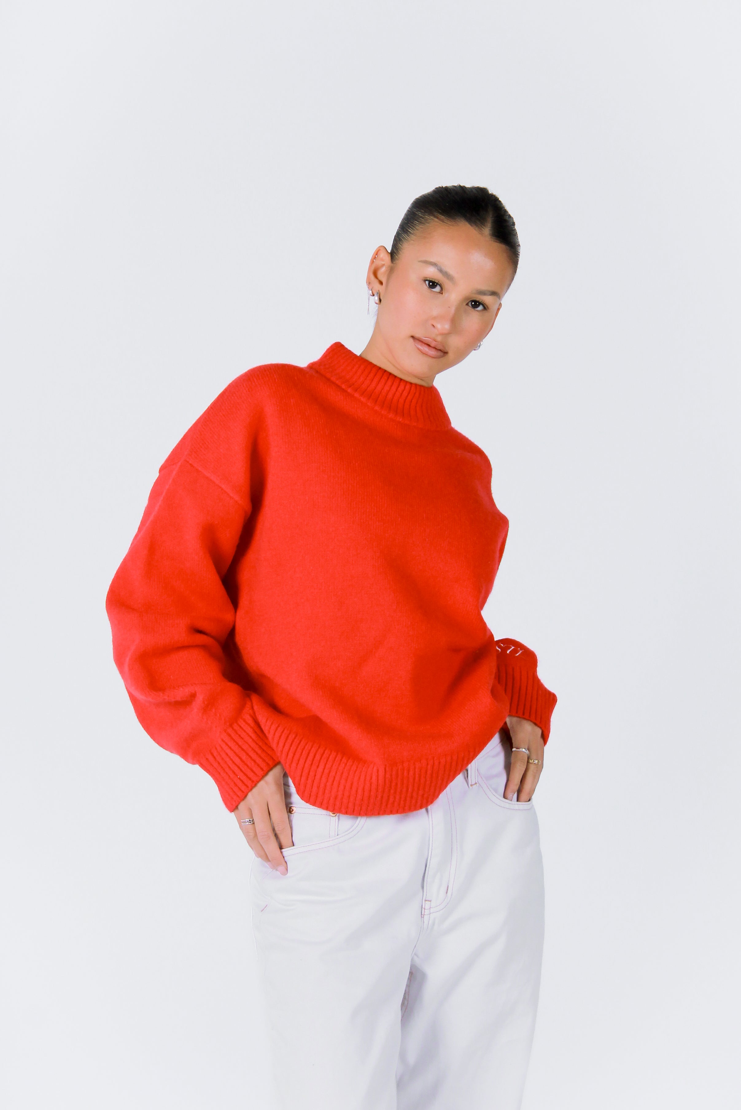 Knit Crewneck Sweater | Red