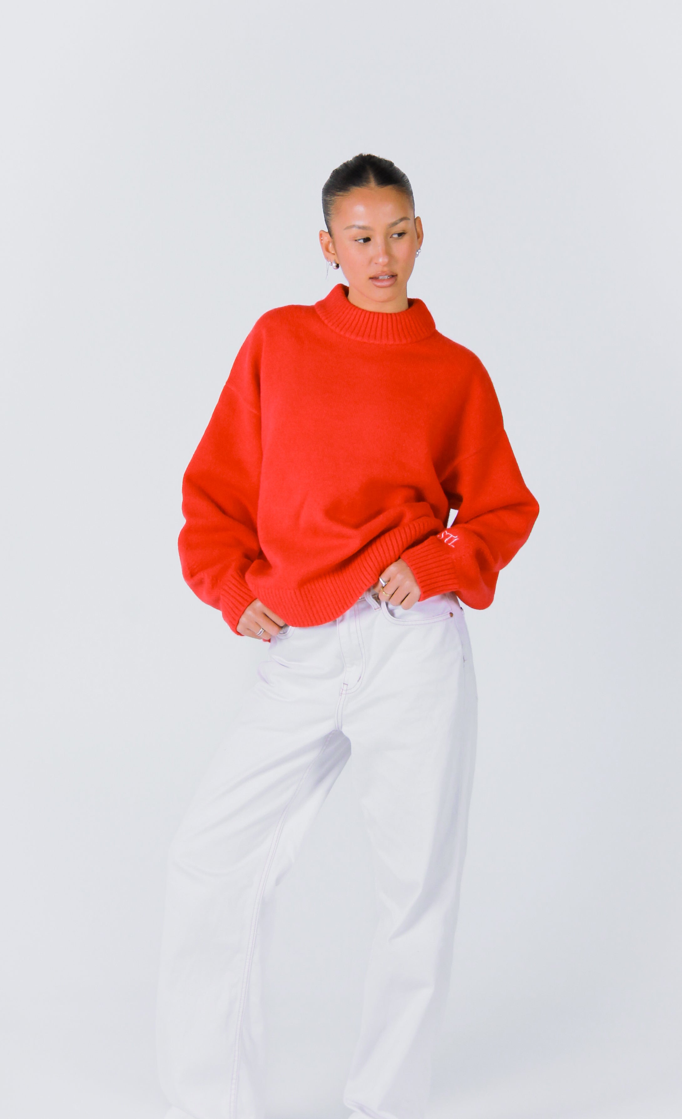Knit Crewneck Sweater | Red