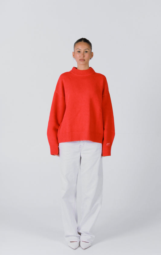 Knit Crewneck Sweater | Red